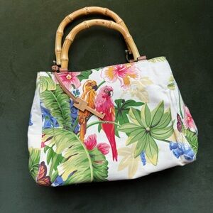 Fossil Floral Tropical Bamboo Handle Handbag, Sz OS, NWOT